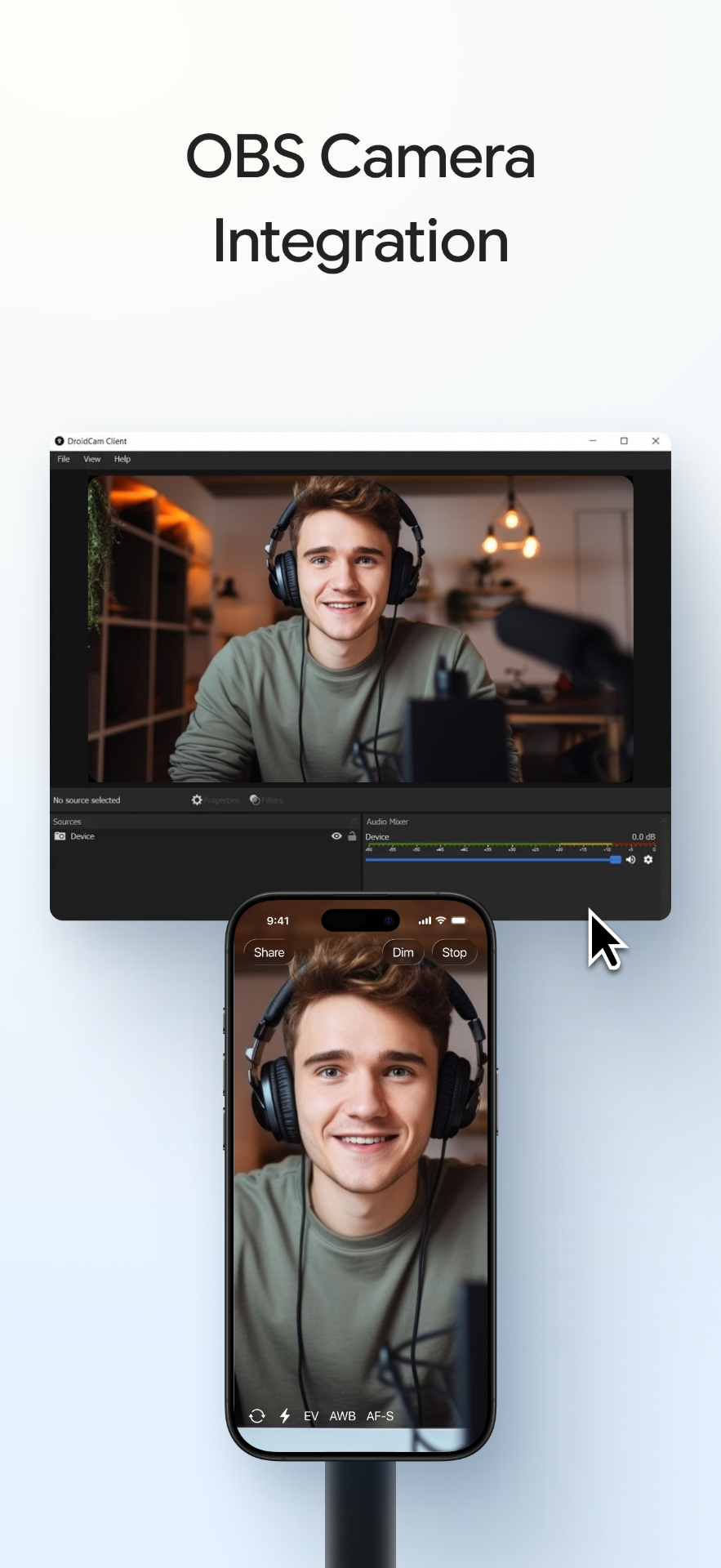 DroidCam integrated as an OBS Studio source